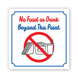 Square Plus No Food or Drink Beyond This Point Door or Wall Sign | Workplace Cleaning Signage