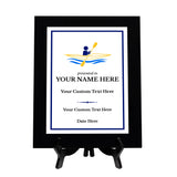 Kayaking Customizable Black Frame Wooden Award Plaque | Easel Mount Option | Achievement and Recognition Personalizable Plaques | Sports Award
