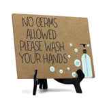 Signs ByLITA No Germs Allowed Please Wash Your Hands, Hygiene Table Sign, 6" x 8"