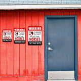 Portrait Round Plus Warning Please Do Not Feed The Horses They May Bite! Wall or Door Sign | Farm/Barn Warning Signage