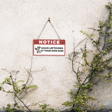 Notice: Leave Leftovers At Your Own Risk 5" x 10" Hanging Wall or Door Sign | Safety Signs