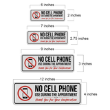 Standard Plus No Cell Phone Use During Your Appointment Wall or Door Sign | No Cell Phone Signs - Sign