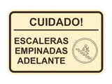Signs ByLITA Classic Framed Cuidado Escaleras Empinadas Adelante Door or Wall Sign Easy Installation | Health And Safety | Building And Hospitality
