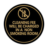 Circle Cleaning Fee Will Be Charged In A Non Smoking Room Wall or Door Sign