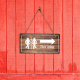 Restroom Signs | Rustic Oak Wood 5 x 10" Hanging Signs