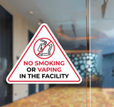 Standard 'No Smoking or Vaping in The Facility' Wall or Door Sign