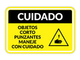 Classic Framed Plus Cuidado Objetos Corto Punzantes Maneje con cuidado Door or Wall Sign | Business Warning Signage