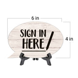 Sign in Here Oval Speech Bubble (6 x 4") Table Sign With Acrylic Easel
