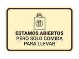 Signs ByLITA Classic Framed Estamos abiertos pero solo comida para llevar Door or Wall Sign