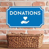 Notched Standard 'Donations' Wall or Door Sign | Customer Interaction Sign