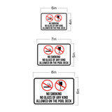 Classic Framed Plus No Smoking No Glass Of Any Kind Allowed On The Pool Deck Wall or Door Sign | Warning Signage