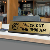 Signs ByLITA Check Out Time 10:00 am Black Frame Desk Sign (2x8")
