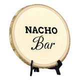 Hospitality & Fun Rustic Wood Discs – Natural Bark-Edge with a Sleek Black Acrylic Easel - For Counters, Doors & Walls