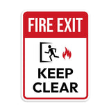 Portrait Round Plus Fire Exit - Keep Clear Wall or Door Sign | Public Shop/Cafe Decor