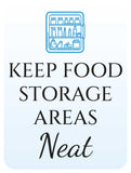Portrait Round Plus Keep Food Storage Areas Neat Wall or Door Sign | Hygiene and Safety
