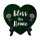 Bless This Home Heart Table Sign with Acrylic Stand (6x5") | Religious Home Decor