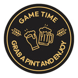 Signs ByLITA Circle Game Time: Grab a Pint and Enjoy ABS Plastic | Laser Engraved | Easy Installation | Elegant Design Wall or Door Sign