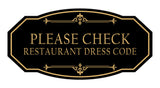 Signs ByLITA Victorian Please Check Restaurant Dress Code Wall or Door Sign
