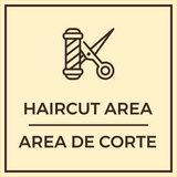 Signs ByLITA Square Haircut Area Door or Wall Sign | Spanish Bilingual Business Signs