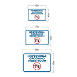 Classic Framed Plus No Personal Grooming In Restroom Door or Wall Sign | Bathroom Signs