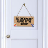 No Smoking or Vaping in The Facility 5x10 Hanging Plus Wall or Door Sign | Public Spaces Decor