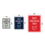 Signs ByLITA Portrait Round Food Preparation Area: Fruit and Salad Only Door or Wall Sign Durable ABS Plastic | Laser Engraved | Easy Installation | Kitchen | Hygiene