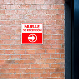 Square Plus Muelle De Recepción Right Arrow Wall or Door Sign | Spanish | Health & Safety Warehouse Business Signage