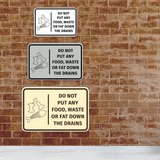 Signs ByLITA Classic Framed Do Not Put Any Food, Waste or Fat Down The Drains Door or Wall Sign Easy Installation | Health And Safety | Building And Hospitality Signs