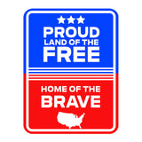 Portrait Round Plus Proud Land of the Free, Home of the Brave Door or Wall Sign | Easy Installation | Patriotic Stars and Stripes USA Pride Sign