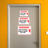 Classic Framed Plus Friendly Reminder: Lock the door / Cierra la puerta con llave Door or Wall Sign | Business & Warehouse Signage