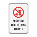 Portrait Round Plus No Outside Food or Drink Allowed Wall or Door Sign | Food & Drink Restrictions