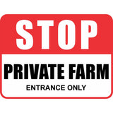 Classic Framed Plus Stop Private Farm Entrance Only Door or Wall Sign | Farm/Barn Warning Signage