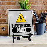 Electrical Panel 5"x 5" Square Table Sign With Acrylic Easel | Home & Office Decor