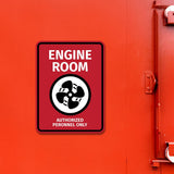 Portrait Round Plus Engine Room Authorized Personnel Only Door or Wall Sign | Boats & Yachts Signage