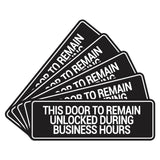 Signs ByLITA Standard This Door To Remain Unlocked During Business Hours Wall or Door Sign (Multipacks)