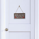 Beware Of Husband Pets Are Shady Too Wife Is Cool 5x10 Hanging Plus Wall or Door Sign | Religious Home Decor