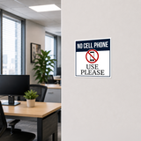 Square Plus No Cell Phone Use Please Wall or Door Sign | No Cell Phone Signs - Sign