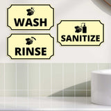 Notched Standard Wash Rinse Sanitize (Set of 3) Wall or Door Sign | Warning/Safety/Reception 3 pcs