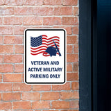 Portrait Round Plus Veteran And Active Military Parking Only Door or Wall Sign Honor Veterans with Military Signs | US Pride | Veteran Gratitude and Discount Signs