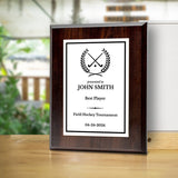 Field Hockey Customizable Wooden Award Plaque | Easel Mount Option | Achievement and Recognition Personalizable Plaques | Sports Award