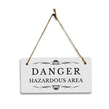 Danger: Hazardous Area 5" x 10" Hanging Wall or Door Sign | Rustic Twine | Stylish Business or Office Safety Signage