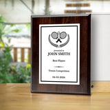 Tennis Customizable Wooden Award Plaque | Easel Mount Option | Achievement and Recognition Personalizable Plaques