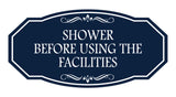 Signs ByLITA Victorian Shower Before Using the Facilities Wall or Door Sign