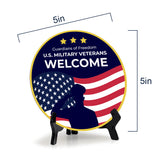 Signs ByLITA Honor Veterans with Military Table Signs | US Pride | Perfect Gift for Coworkers or Family Table Sign (5x5)