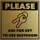 Signs ByLITA Square Please Ask For Key To Use Restroom Door or Wall Sign | Public Signage