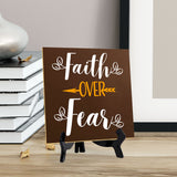 Faith Over Fear 5"x 5" Square Table Sign With Acrylic Easel | Religious Home & Office Decor