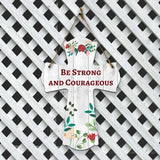 Be strong and courageous Cross Hanging Sign | Rustic Twine | Inspiring Religious Bible Decor