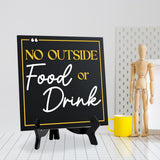 No Outside Food or Drink 5"x 5" Square Table Sign With Acrylic Easel | Restaurant & Cafe Decor