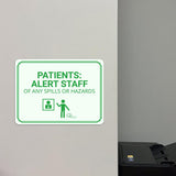 Classic Framed Plus Patients: Alert Staff of Any Spills or Hazards Door or Wall Sign | Hygiene and Safety Signage