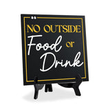 No Outside Food or Drink 5"x 5" Square Table Sign With Acrylic Easel | Restaurant & Cafe Decor